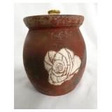 EARLY REDWARE POTTERY JAR W/ LID