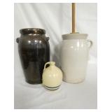 STONEWARE CHURNS, JUG