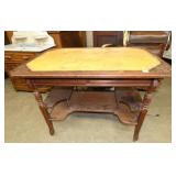 EARLY LEATHER TOP TABLE