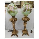 MATCHING PAIR PARLOR LAMPS