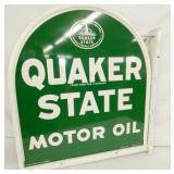 QUAKER STATE THOMBSTONE SIGN W/ BRACKET