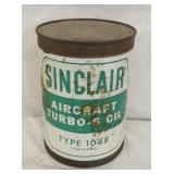 1 QT. SINCLAIR AIRCRAFT TURBO-S OIL CAN 