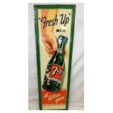 RARE EMB. VERTICAL FRESH UP 7-UP SIGN
