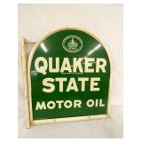 QUAKER STATE THOMBSTONE SIGN W/ BRACKET