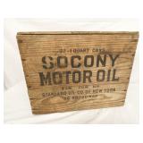 WOODEN SOCONY MOTOR OIL BOX