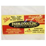 NOS EMB. FARM TOOLS 36X16 SIGN