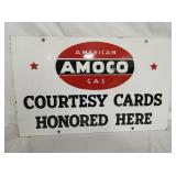 PORC. DS AMOCO CARDS HONORED SIGN