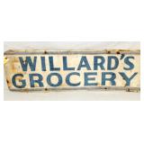METAL WILLARDS GROCERY SIGN 39X12