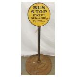 CAST BUS STOP SIGN E/ EMB. BASE