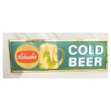 EMB. SHAEFER COLD BEER PLASTIC SIGN