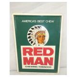 EMB. RED MAN TOBACCO SELF FRAMED SIGN