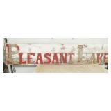WOODEN DS PLEASANT LAKE SIGN