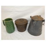 TIN WARE, AGETWARE,STONEWARE PITCHER