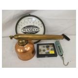 BRASS SPRAYER, SCALES, ETC