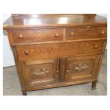 VIEW 3 OAK, CARVINGS, BEV. MIRROR