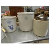 STONEWARE CHURNS, JUG