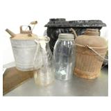 JARS, MILK BOTTLE, STATION CANS