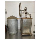 1917 METAL CHURN AND FEEDER