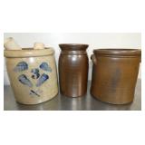 GROUP PICTURE STONEWARE CROCKS, CHURNS