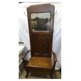 OAK HALL SEAT W/ MIRROR