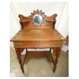 UNUSUAL OAK LADIES DESK W/ MIRROR