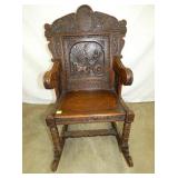 EARLY ENGLISH CARVED PARLOR ROCKER