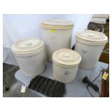 2, 3, 5, 10G. STONEWARE CROCKS