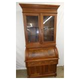 VICT. WALNUT CYLINDER ROLL SECRETARY