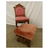 VICT. WALNUT PARLOR CHAIR W/ ODAMEN