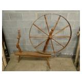 EARLY LARGE SPINNING WHEEL