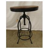 UNUSUAL WROUGHT IRON BASE STOOL