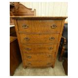 OAK 5 DRAWER CHEST W/ ORIG. PULLS