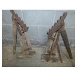PAIR EARLY WOODEN BUGGY JACKS