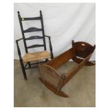 EARLY LADDER BACK, CRADDLE