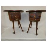 UNUSUAL PAIR BARREL CHURN TABLES