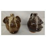 SIGNED M.L OWENS FACE JUGS