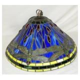 NICE 19IN DRAGON FLY STAINED GLASS LIGHT
