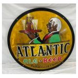 RARE 38IN ATLANTIC ALE BEER CONVEX SIGN