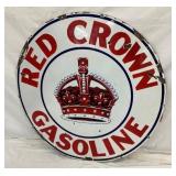 42IN PORC. RED CROWN GASOLINE SIGN