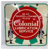 EARLY PORC. COLONIAL LUBRICATION SIGN