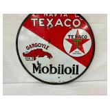 27IN DS PORC. TEXACO MOBILOIL SIGN