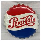 1966 EMB. 18IN PEPSI COLA CAP SIGN