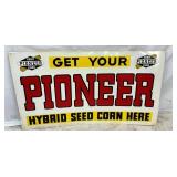 OLD STOCK EMB. PIONEER SEED DEALER SIGN