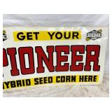 OLD STOCK EMB. PIONEER SEED DEALER SIGN