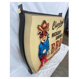 EMB. BBQ SIGN W/ PIG AND BRACKETS