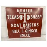 EMB. TEXAS SHEEP/GOAT RAISERS SIGN