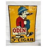 EMB. 5CENT ODIN CIGAR SIGN