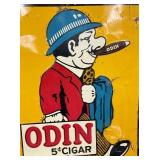 EMB. 5CENT ODIN CIGAR SIGN