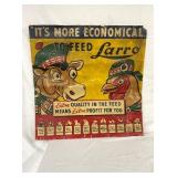 EARLY LARRO FEEDS CARDBOARD SIGN