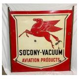 RARE PORC. SOCONY AVIATION SIGN W/ PEGASUS